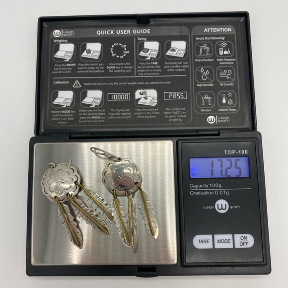 Vintage Taxco Mexico Sterling Silver 925 Dreamcatcher Feather Dangle Earrings - Picture 7 of 10